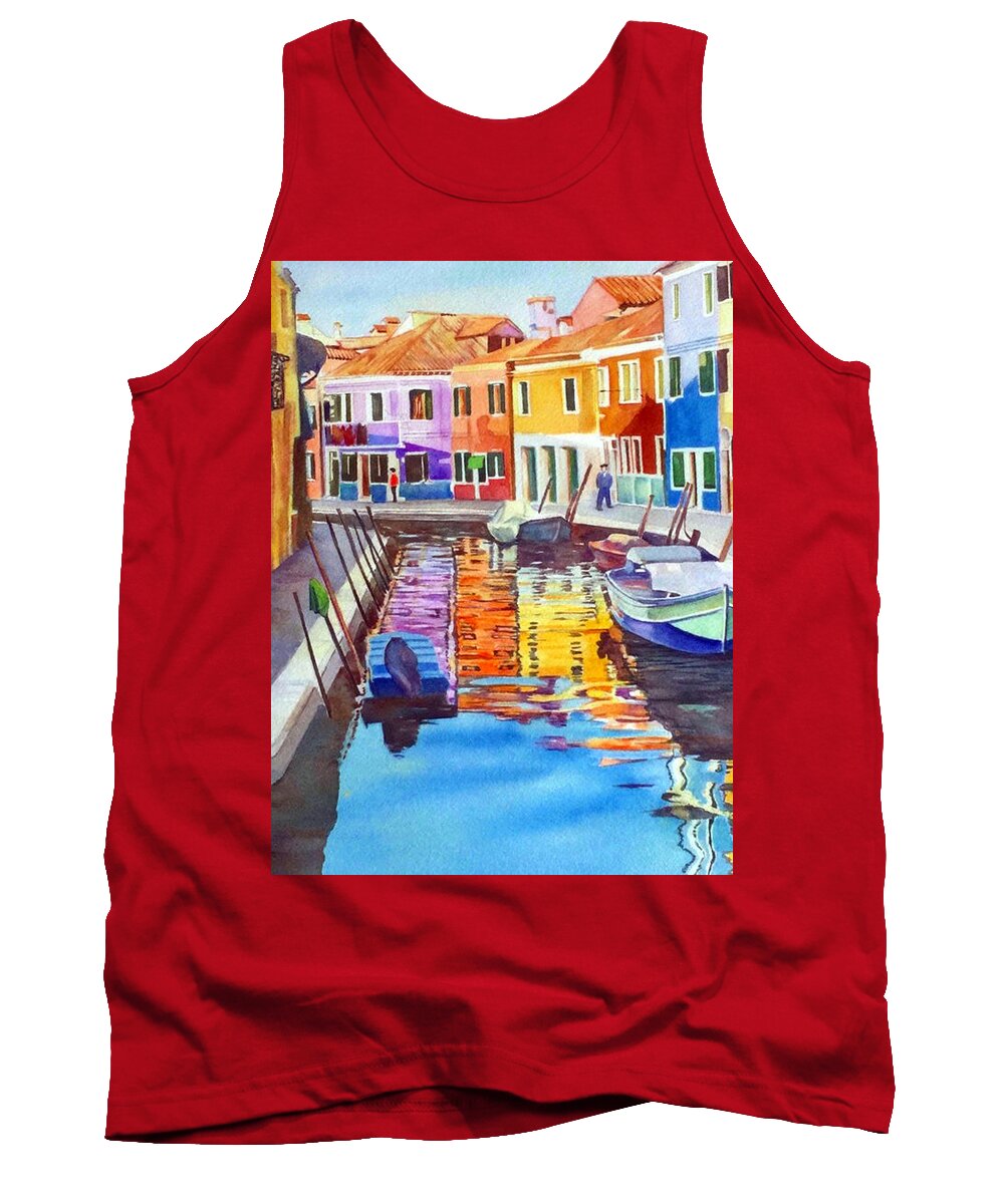 Burano Tank Top featuring the painting Couleurs de Burano by Francoise Chauray