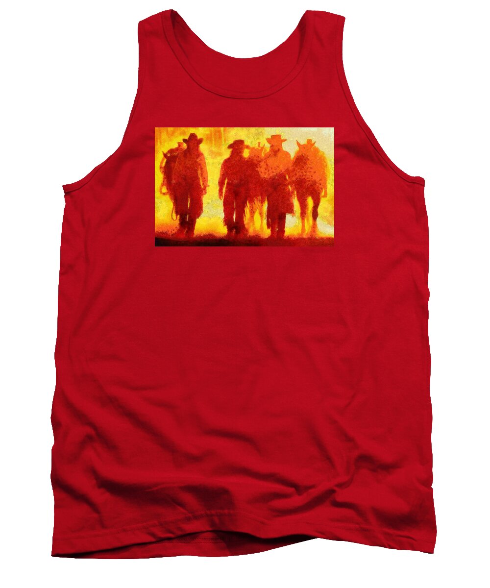Cowboys Tank Top featuring the digital art Cowpeople by Caito Junqueira