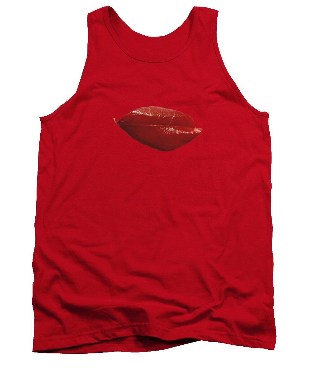 Leaf Tank Top featuring the mixed media Crimson On Red by Leanne Seymour