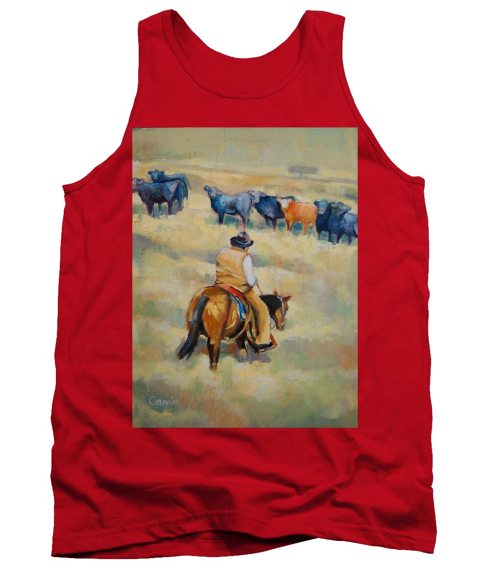 Cattle Tank Top featuring the painting Crossing by Jean Cormier