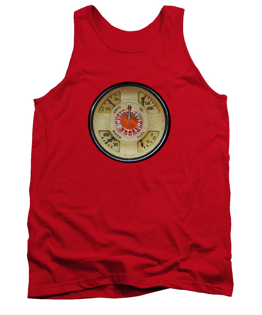 Dial Tank Top featuring the photograph Custom Automobile Instrument with Lucky Roulette Wheel Design by Tom Conway
