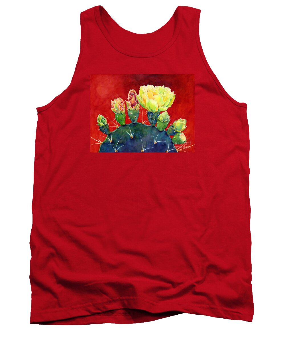 Cactus Tank Top featuring the painting Desert Bloom 3 by Hailey E Herrera