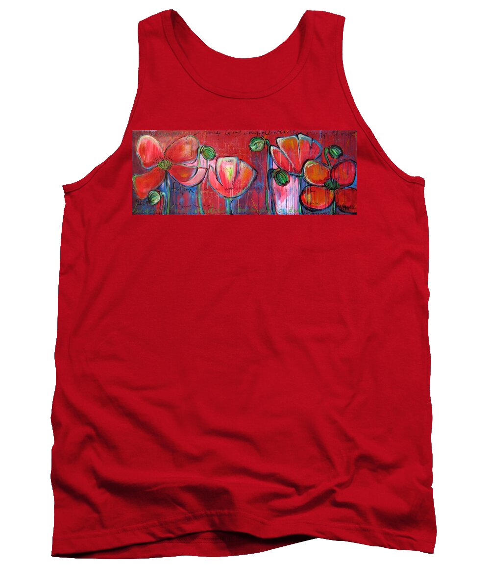 Red Tank Top featuring the painting Did You Say Sanctuary by Laurie Maves ART