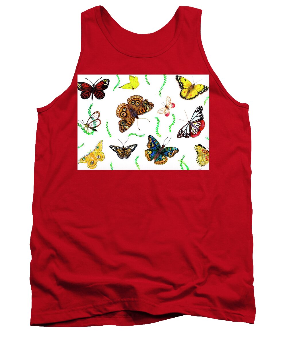 Butterfly Tank Top featuring the painting Emotions Framed by Sudakshina Bhattacharya
