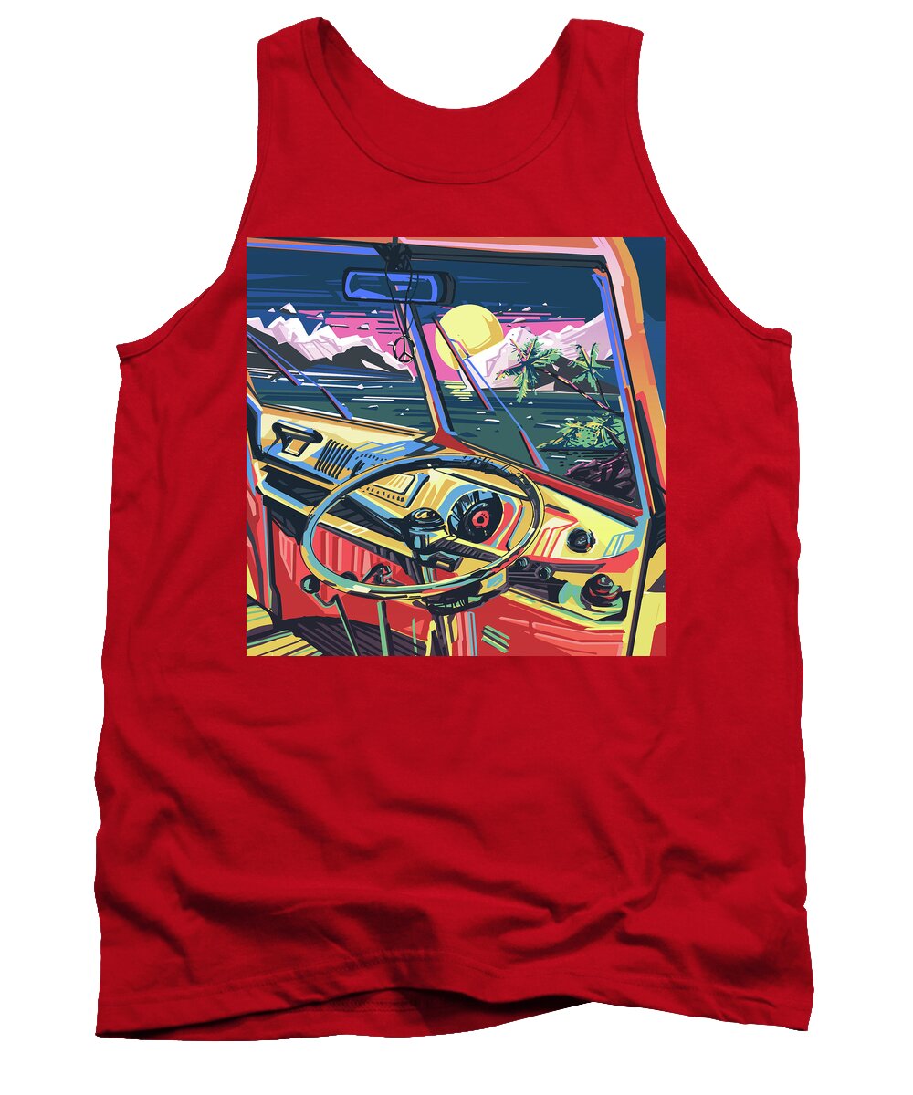 Road Tank Top featuring the digital art End Of Summer by Bekim M