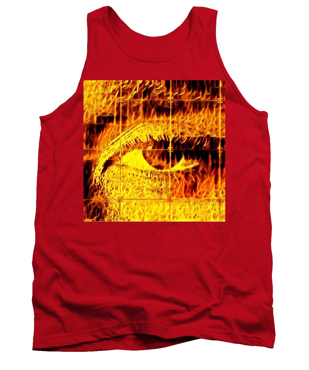 Eyes Tank Top featuring the digital art Face the fire by Gina Callaghan