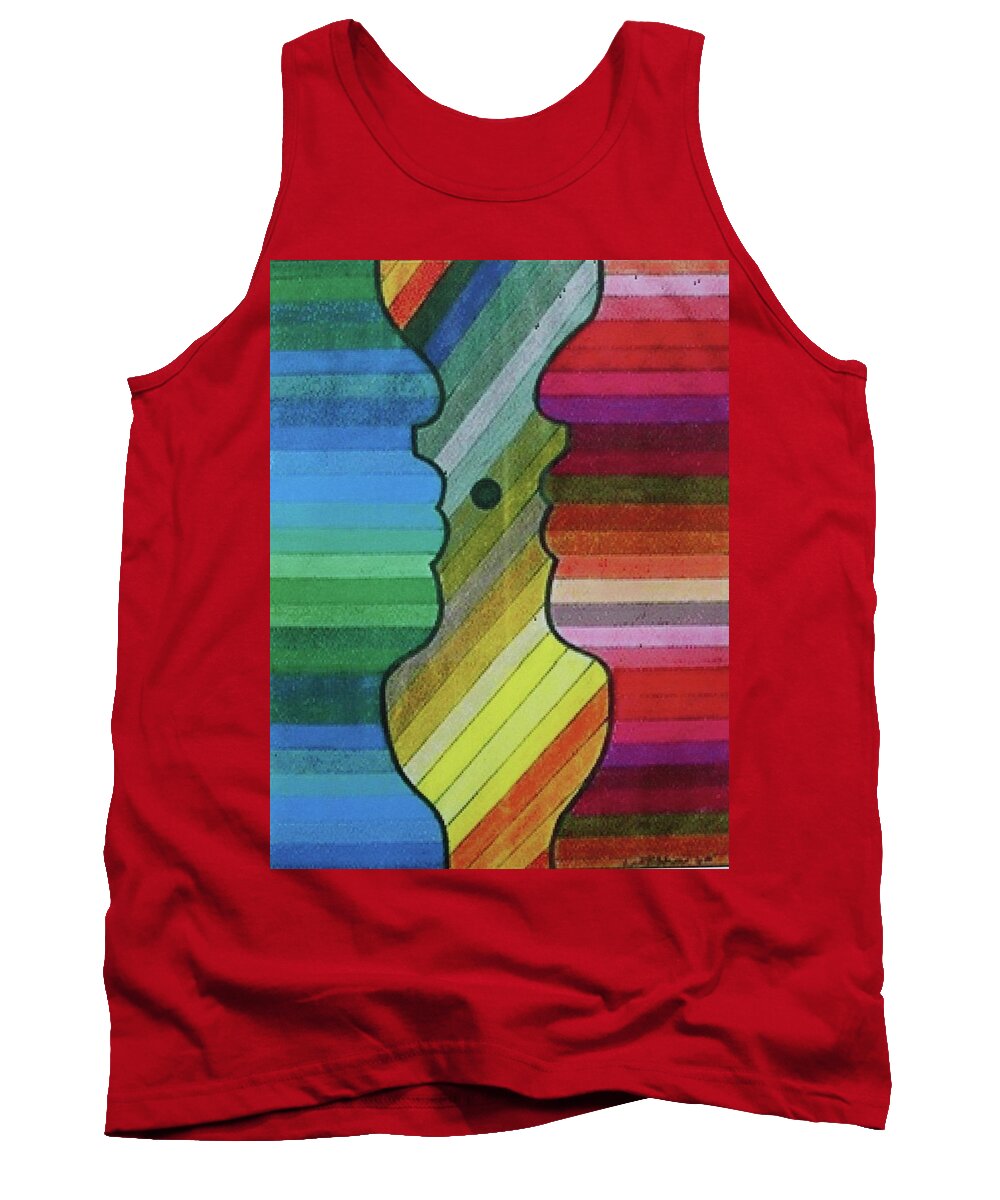 Colored Pencil Tank Top featuring the drawing Faces of Pride by Art By Naturallic