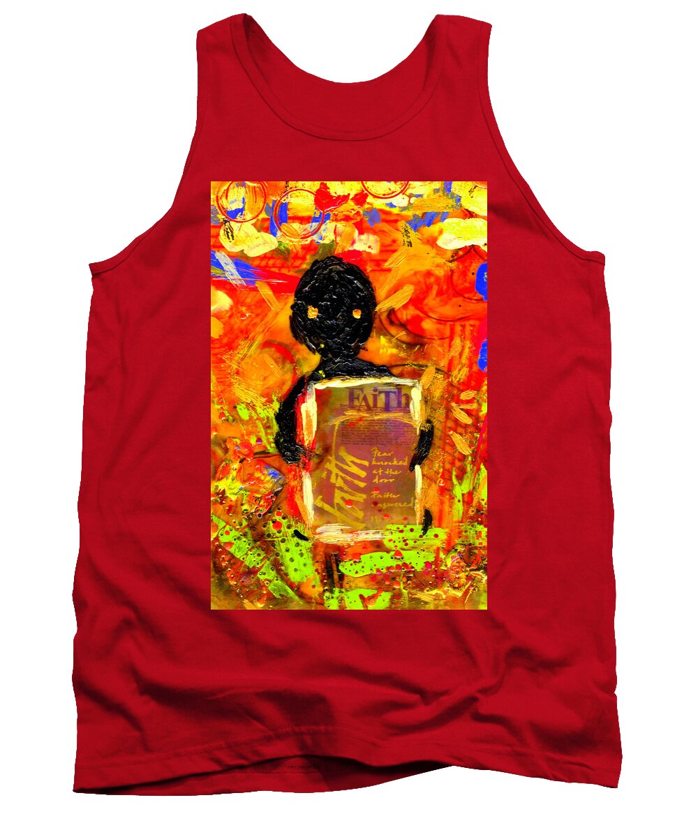 Gretting Cards Tank Top featuring the mixed media Faith and I Go Everywhere by Angela L Walker