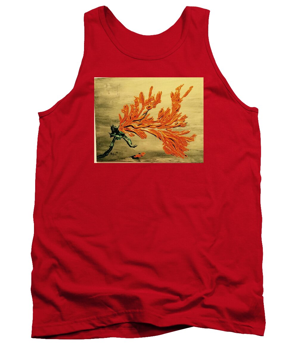 Orange Tank Top featuring the painting Fall Fantasy by Kenlynn Schroeder