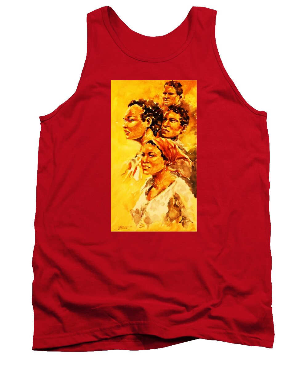 Heads Tank Top featuring the painting Family Ties by Al Brown