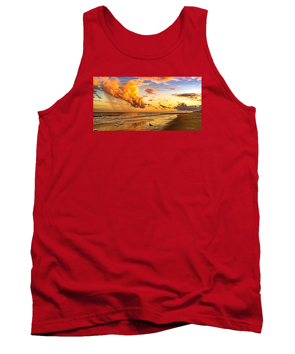 Edisto Beach Tank Top featuring the photograph Fire in the Sky by Mike Covington