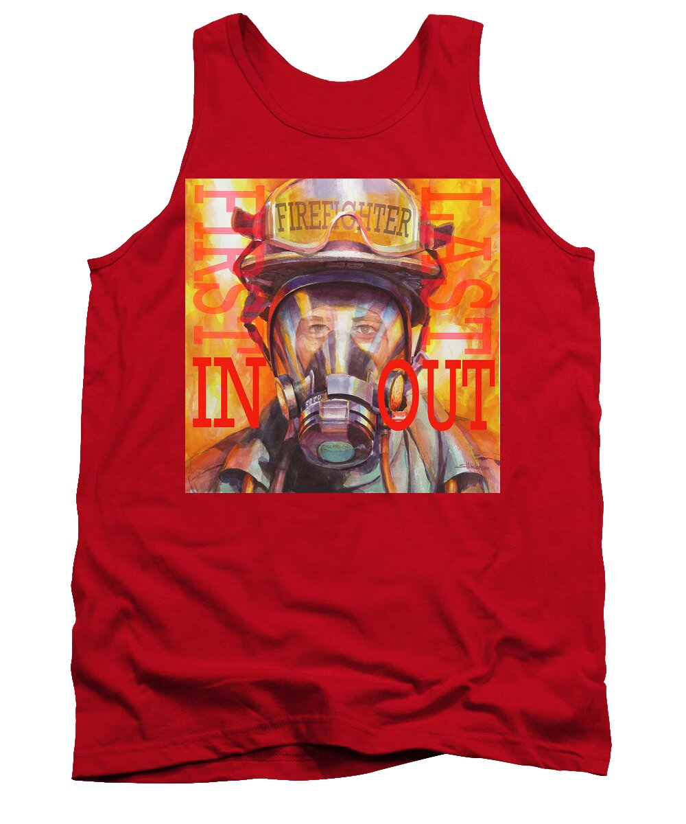 Firefighter Tank Top featuring the painting Firefighter by Steve Henderson