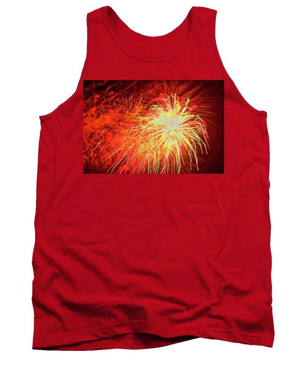 Closeup Fireworks Photo Tank Top featuring the photograph Fireworks 6 by Joan Reese