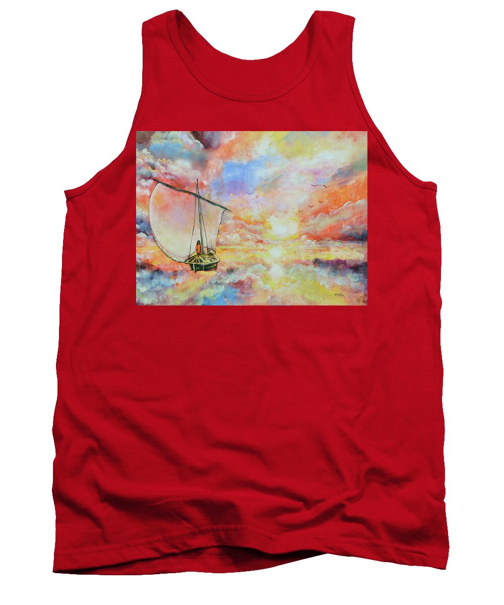 Yogananda Tank Top featuring the painting Fisherman of Souls by Ashleigh Dyan Bayer