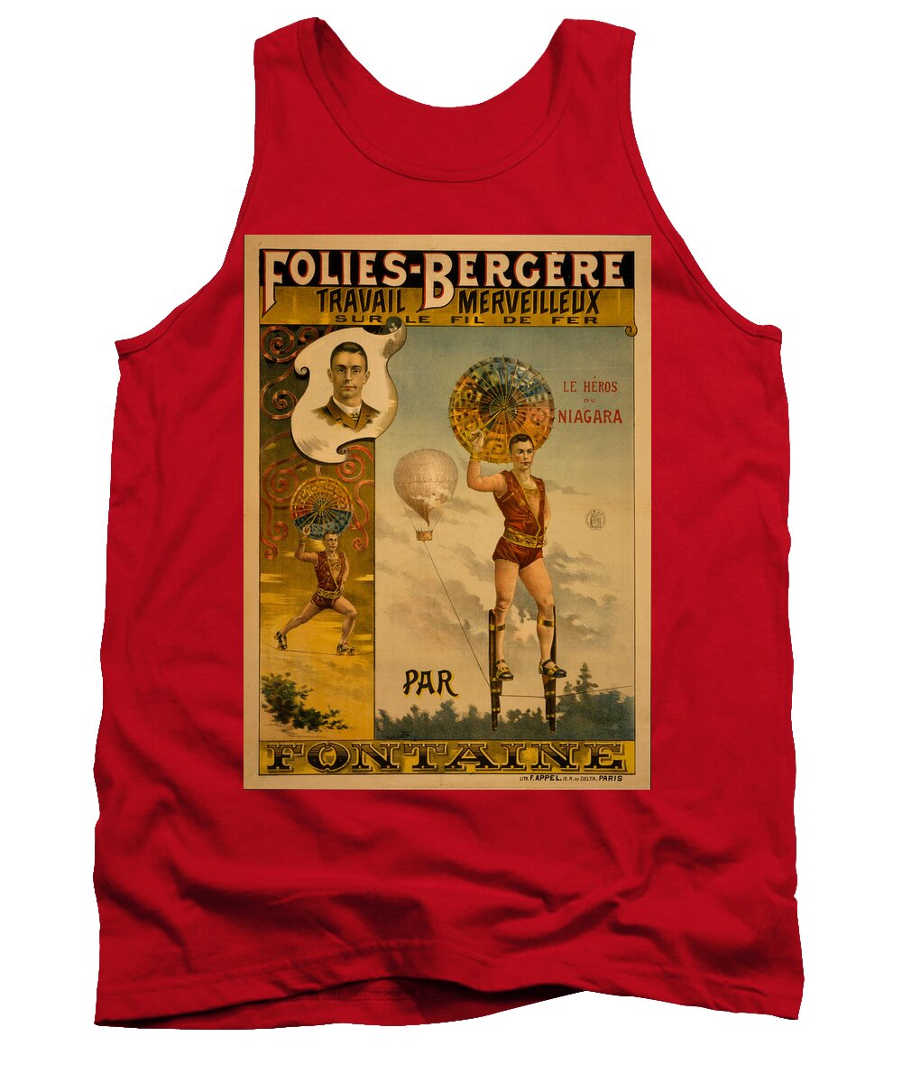  Tank Top featuring the drawing Fontaine by Vintage Pix