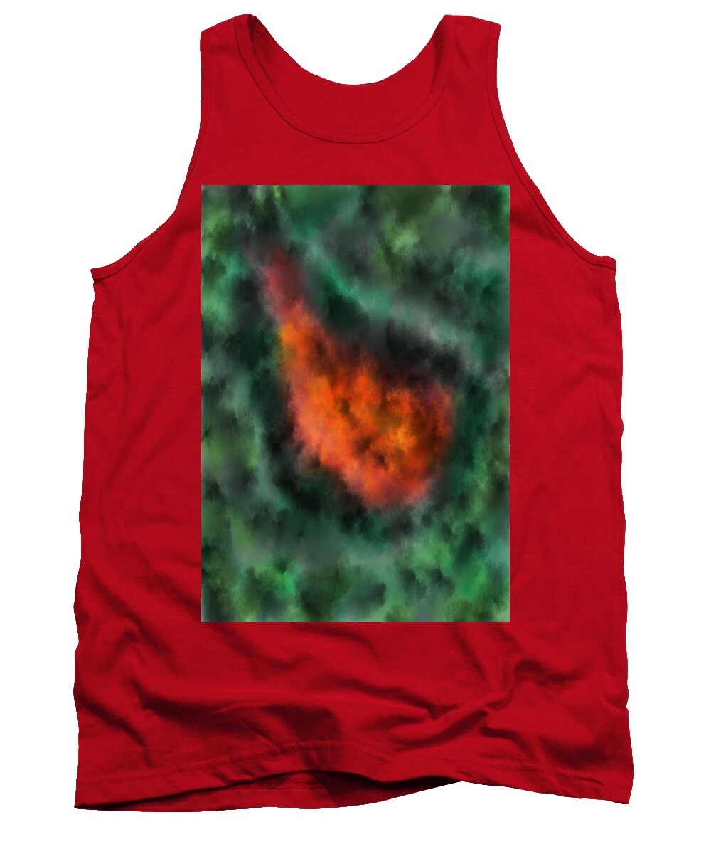 Forest Tank Top featuring the digital art Forest under fire by Piotr Dulski