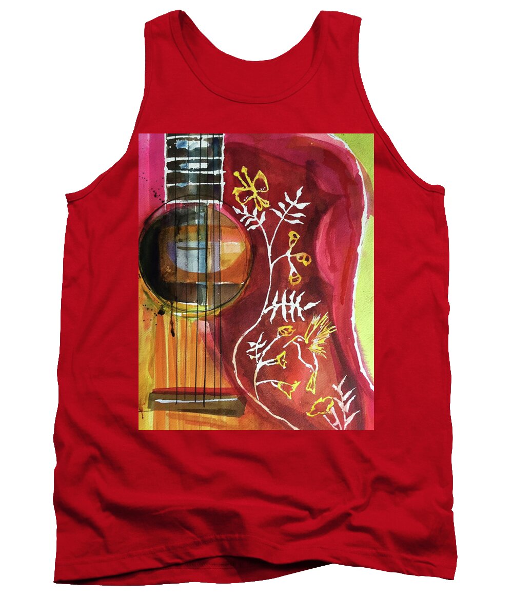 Guitar Tank Top featuring the painting Gibson Hummingbird by Bonny Butler