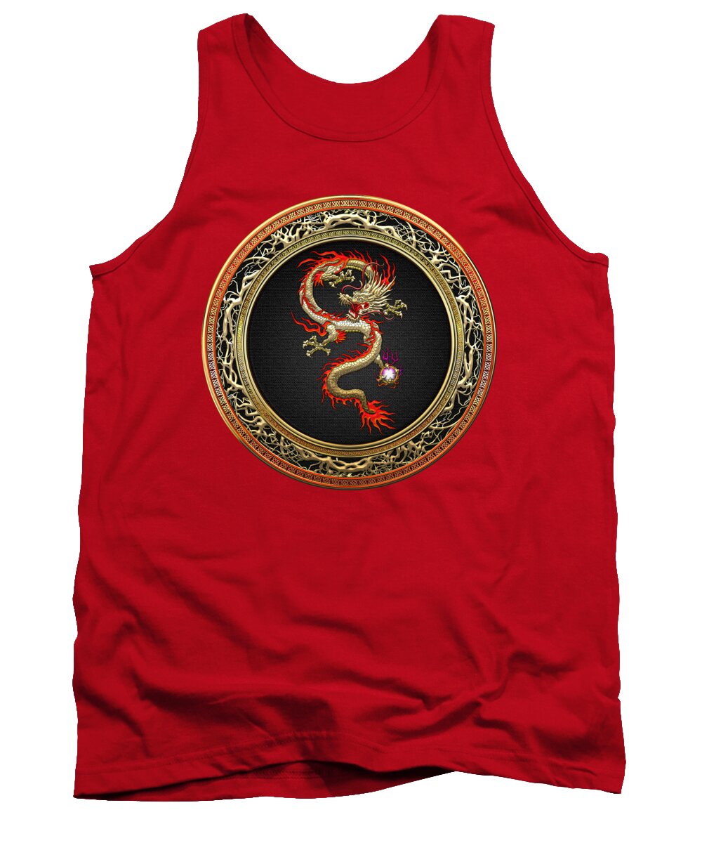 'treasure Trove' By Serge Averbukh Tank Top featuring the digital art Golden Chinese Dragon Fucanglong by Serge Averbukh