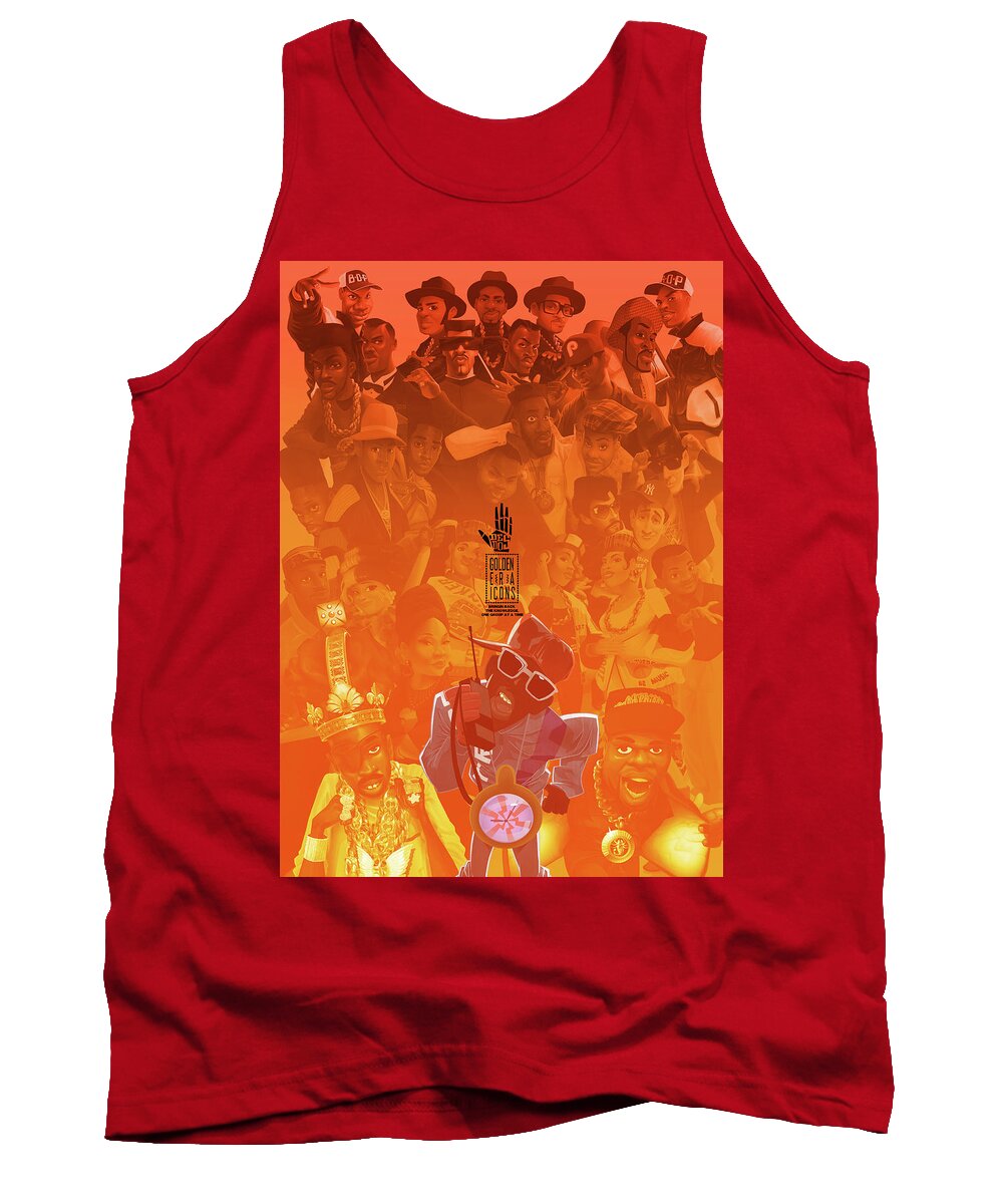 Hip Hop Tank Top featuring the digital art Golden Era Icons Collage 1 by Nelson dedos Garcia