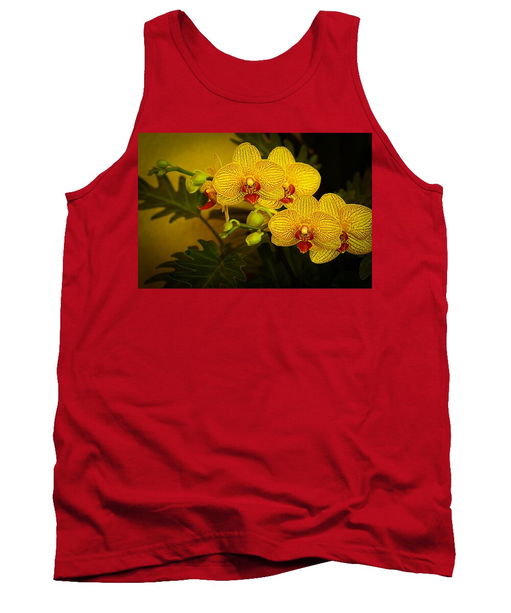 Orchids Tank Top featuring the photograph Golden Orchids by Mary Buck