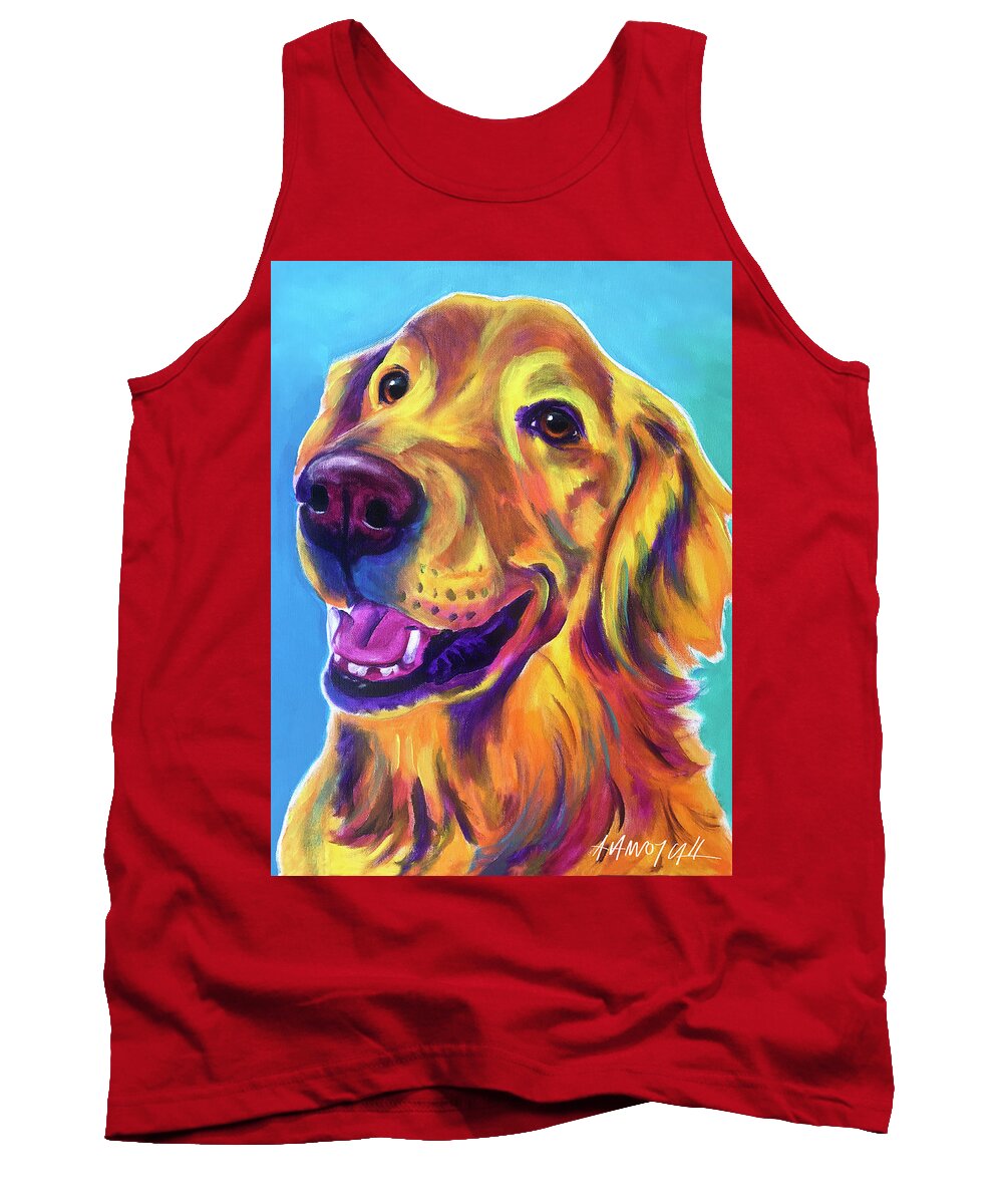 Alicia Vannoy Call Tank Top featuring the painting Golden Retriever - Tobin by Dawg Painter