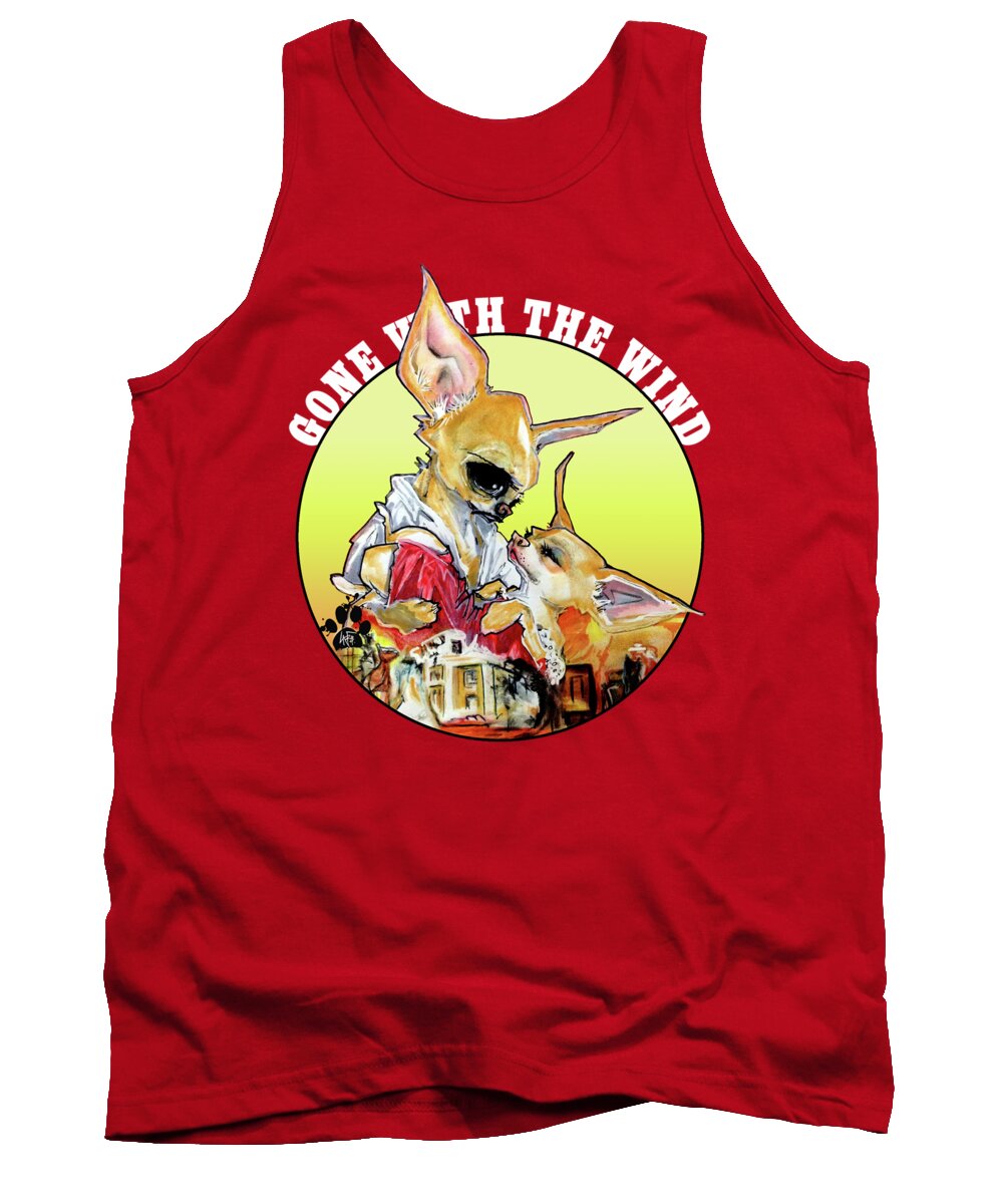 Dog Caricature Tank Top featuring the drawing Gone With The Wind Chihuahuas Caricature Art Print by Canine Caricatures By John LaFree