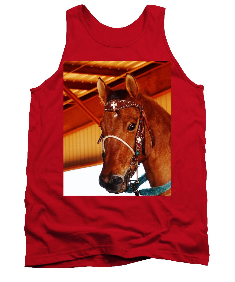 Horse Tank Top featuring the photograph Gorgeous Horse and Bridle by Eileen Brymer