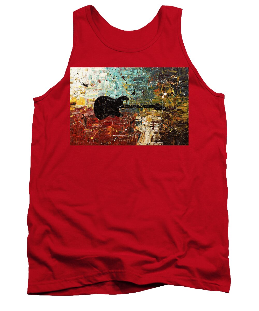 Music Tank Top featuring the painting Guitar Story by Carmen Guedez