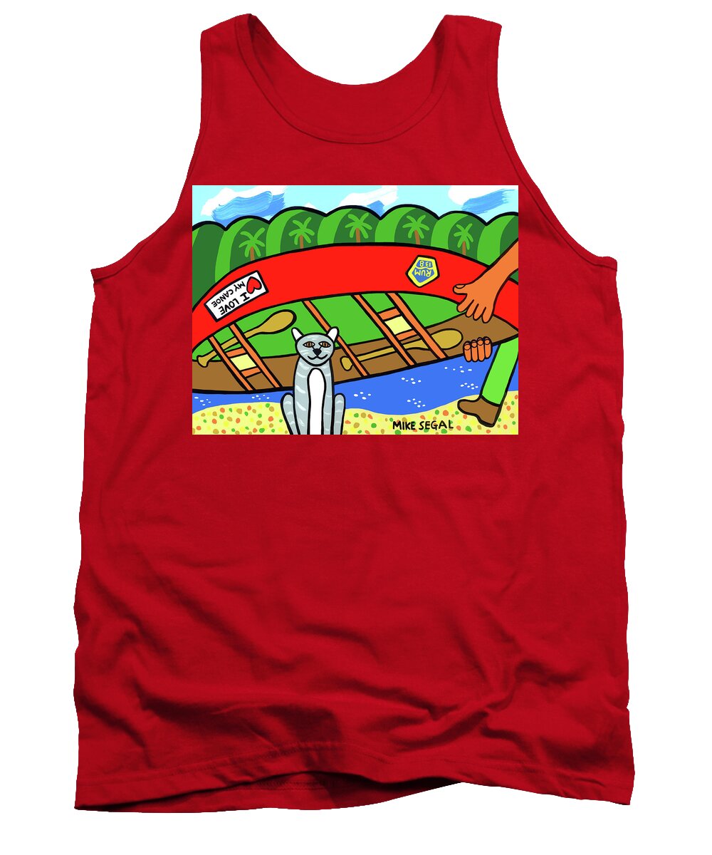 Canoe Tank Top featuring the painting I Love My Canoe by Mike Segal
