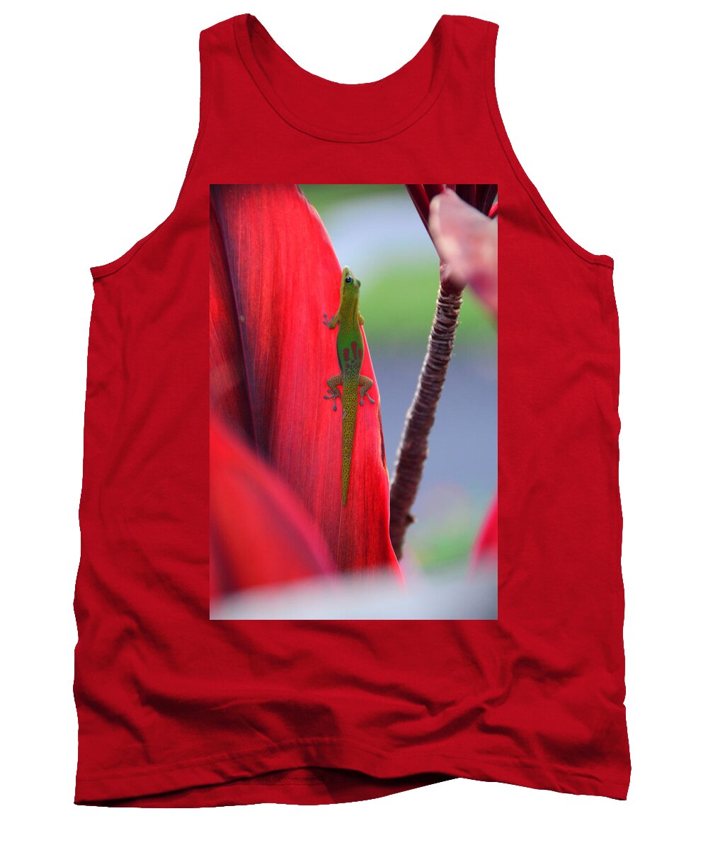 Gecko Tank Top featuring the photograph I See You Gecko by Lawrence Knutsson