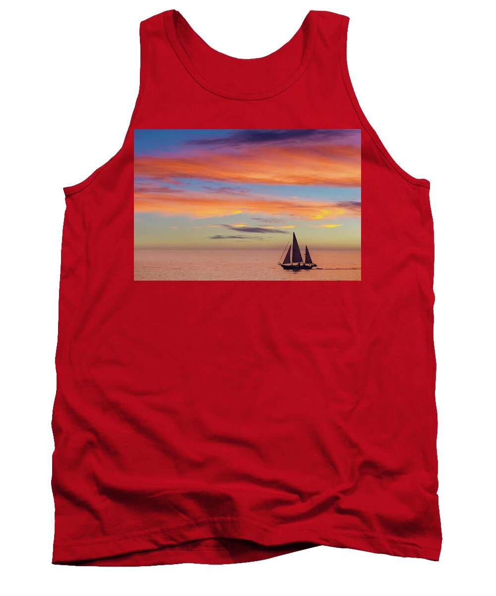 Beach Tank Top featuring the photograph I Will Sail Away, and Take your Heart With Me by Peter Tellone