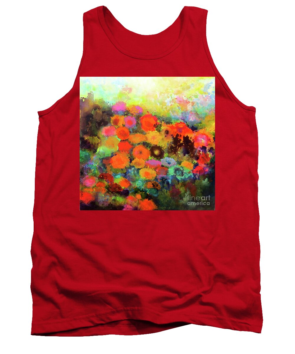 Flowers In Bloom Abstract Impressionistic Paintings Tank Top featuring the painting In Bloom by Robert Birkenes