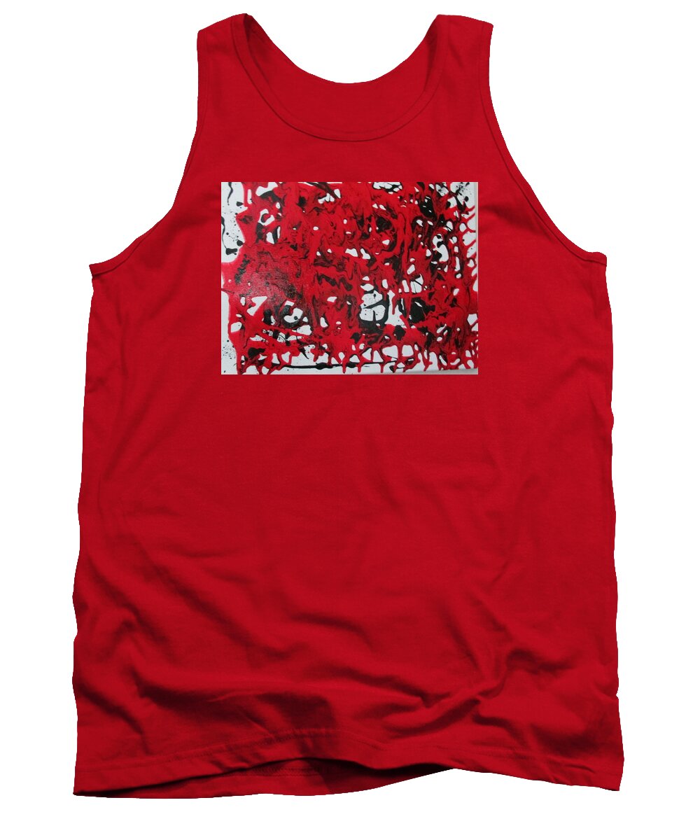 Bold Powerful Passion Love Emotion Transcendence Red Black Tank Top featuring the painting In The Midst Of Passion by Sharyn Winters