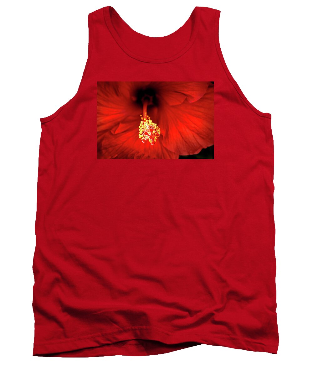 Flowers Tank Top featuring the photograph Inside a Red Hibiscus by Don Johnson