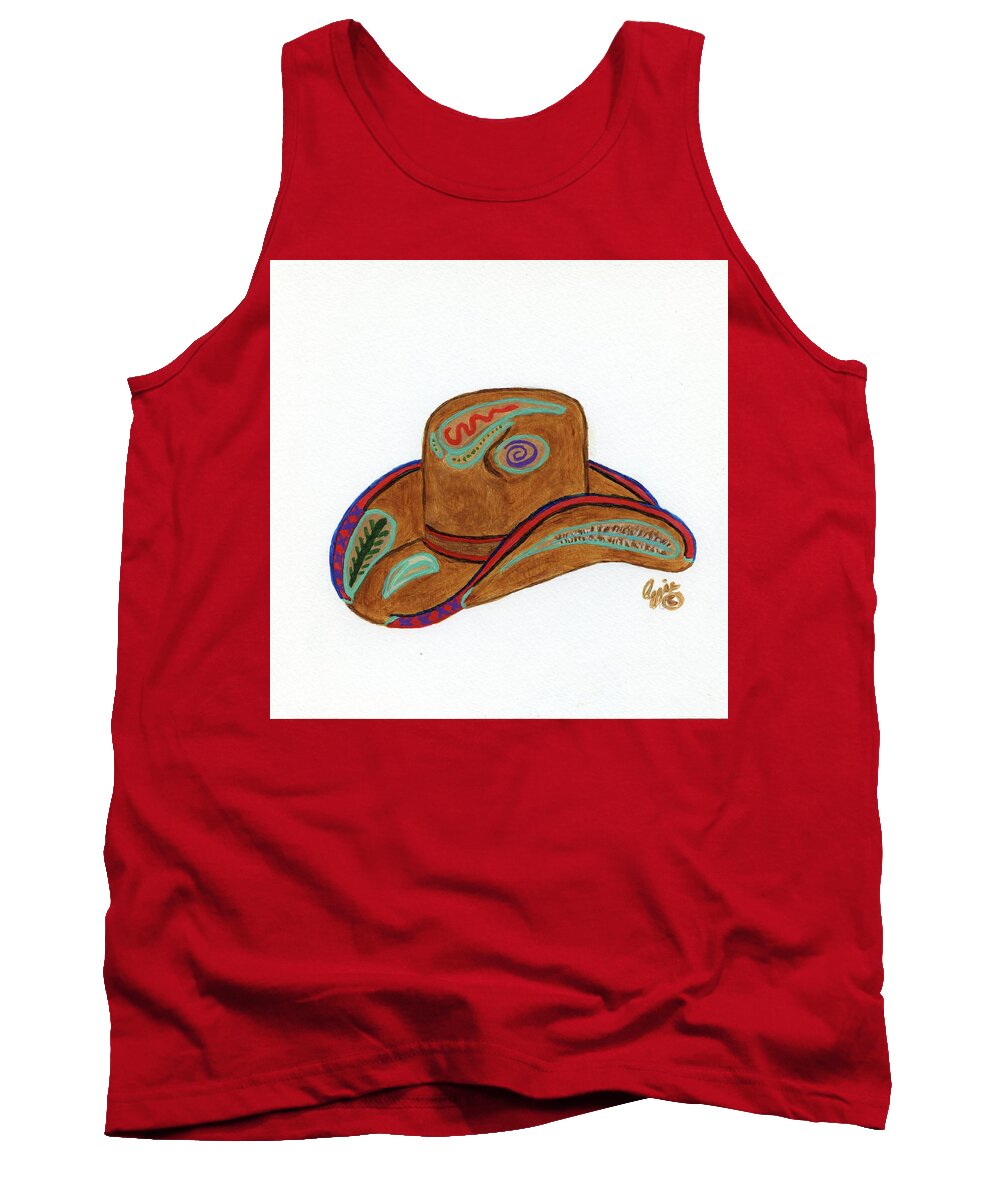 Cowboy Hat Tank Top featuring the painting It's All About The Hat by Stephanie Agliano