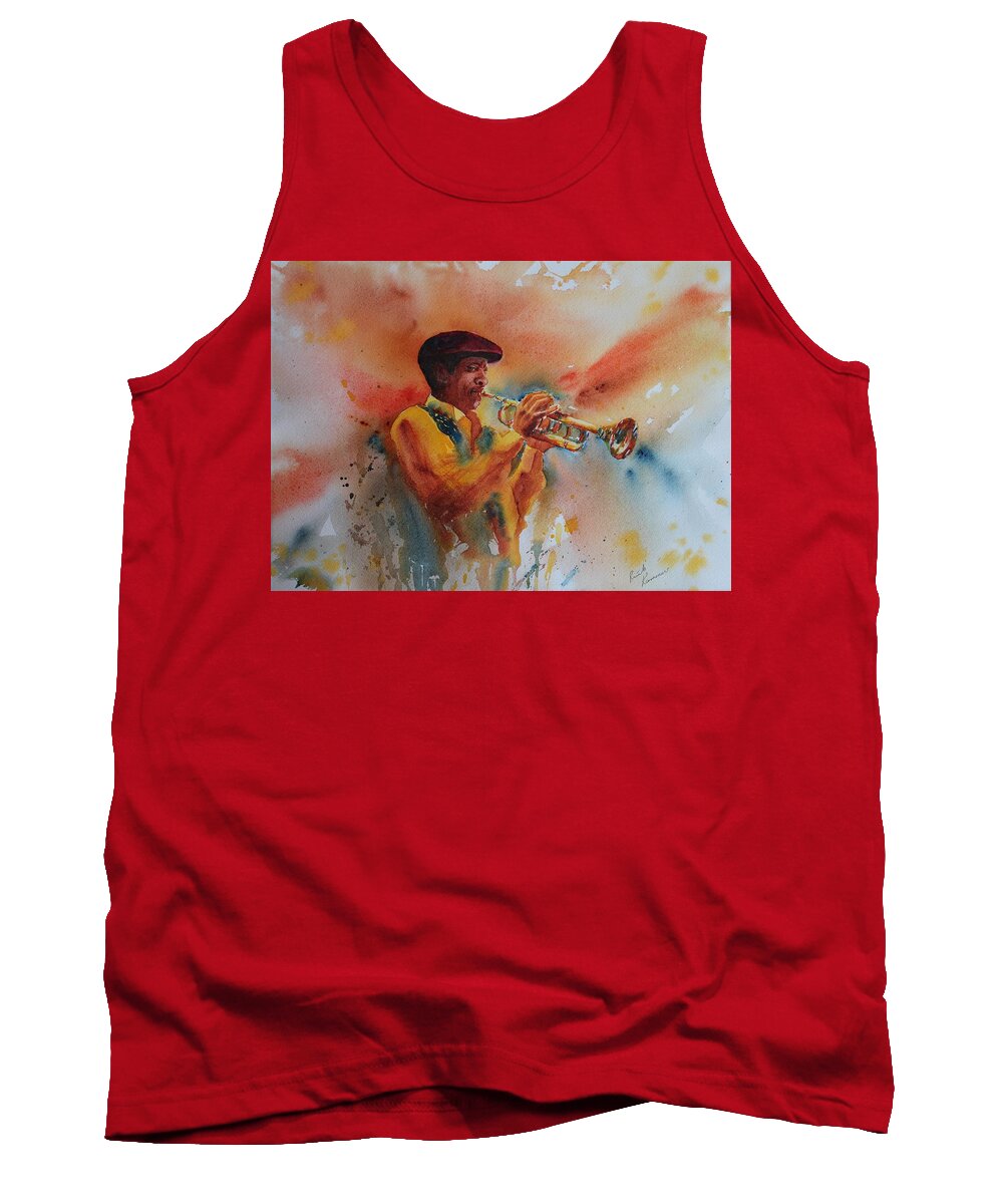 Music Tank Top featuring the painting Jazz Man by Ruth Kamenev