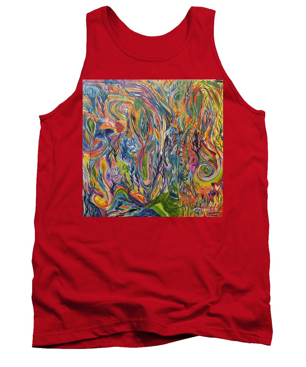 Oil Paint Tank Top featuring the painting Jellyfish In the Sky by Bryan Fuller