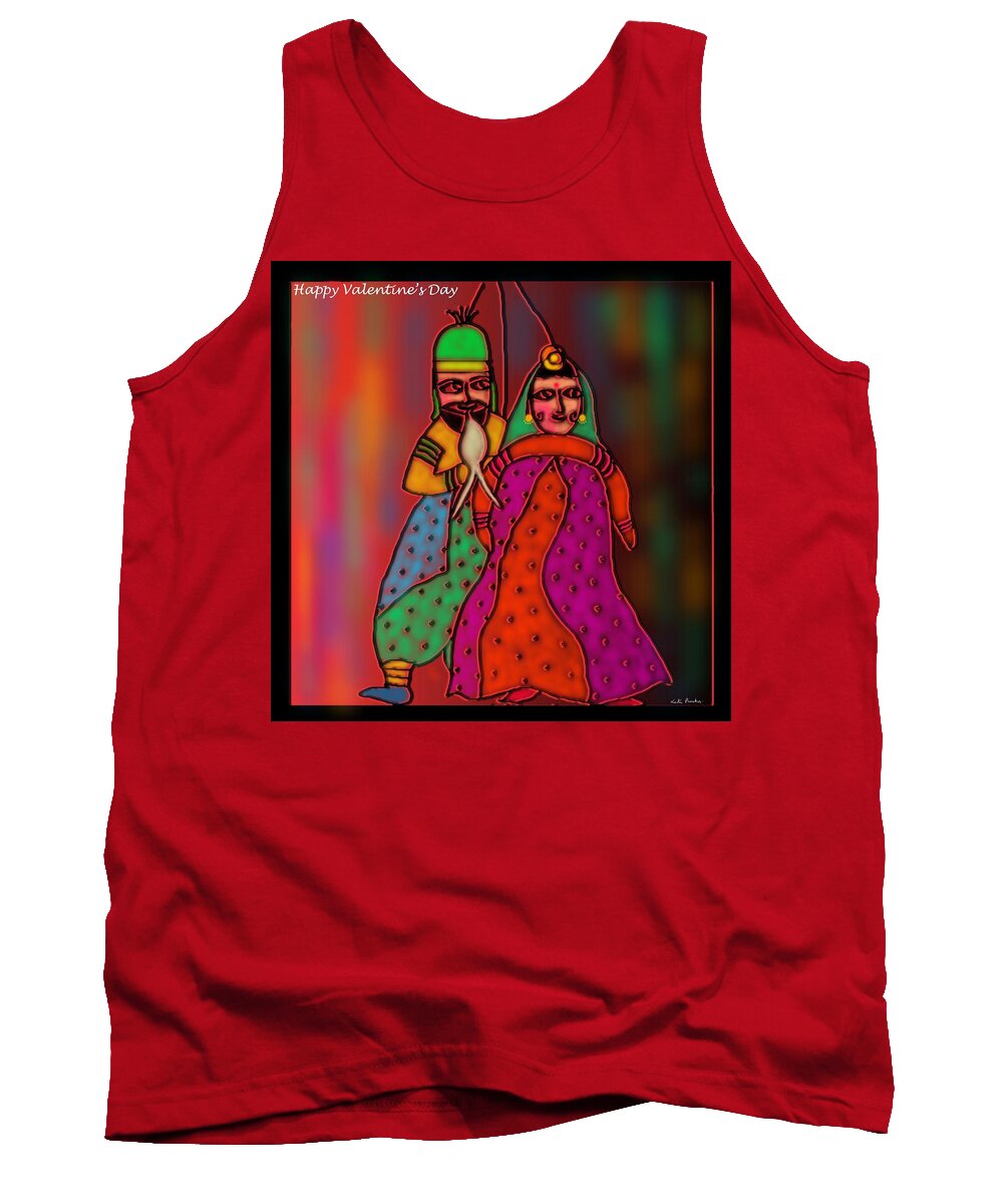 Valentine's Day Greetings Tank Top featuring the digital art Jugalbandi by Latha Gokuldas Panicker