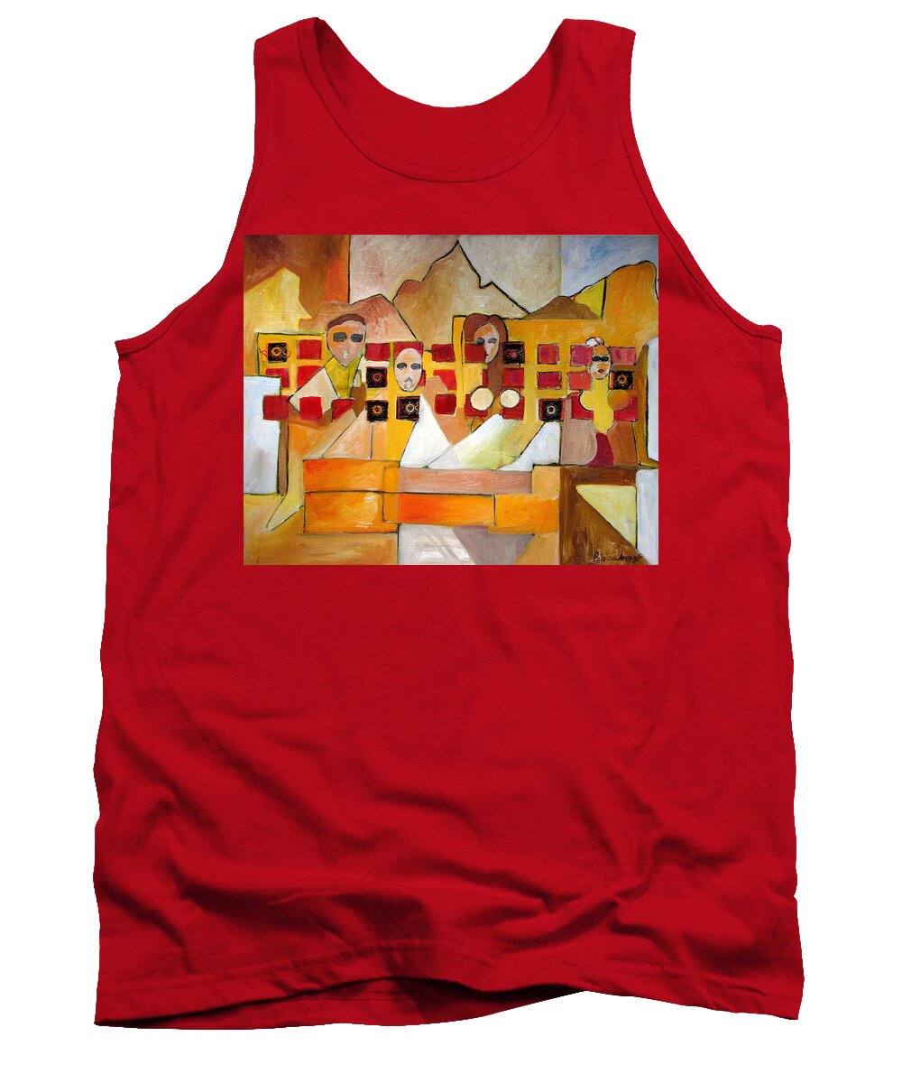 Abstract Tank Top featuring the painting Kids in Venice by Patricia Arroyo