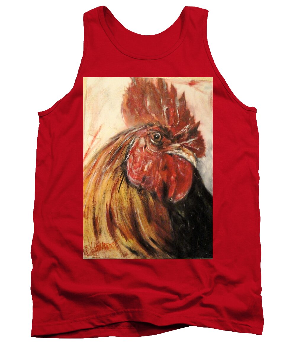 Portrait Of A Rooster Tank Top featuring the painting King Rooster by Chuck Gebhardt