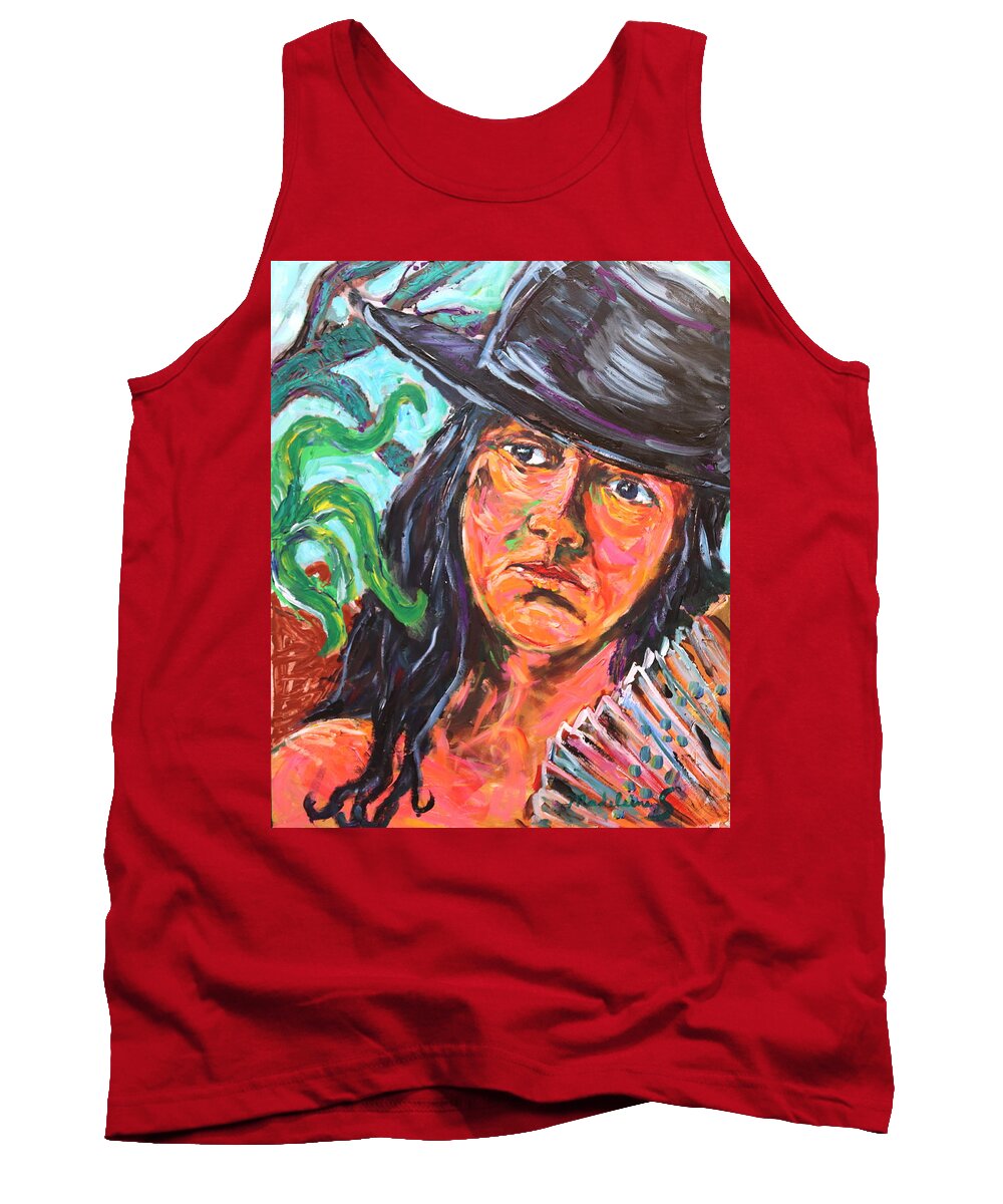 Portrait Tank Top featuring the painting Lady in black hat by Madeleine Shulman