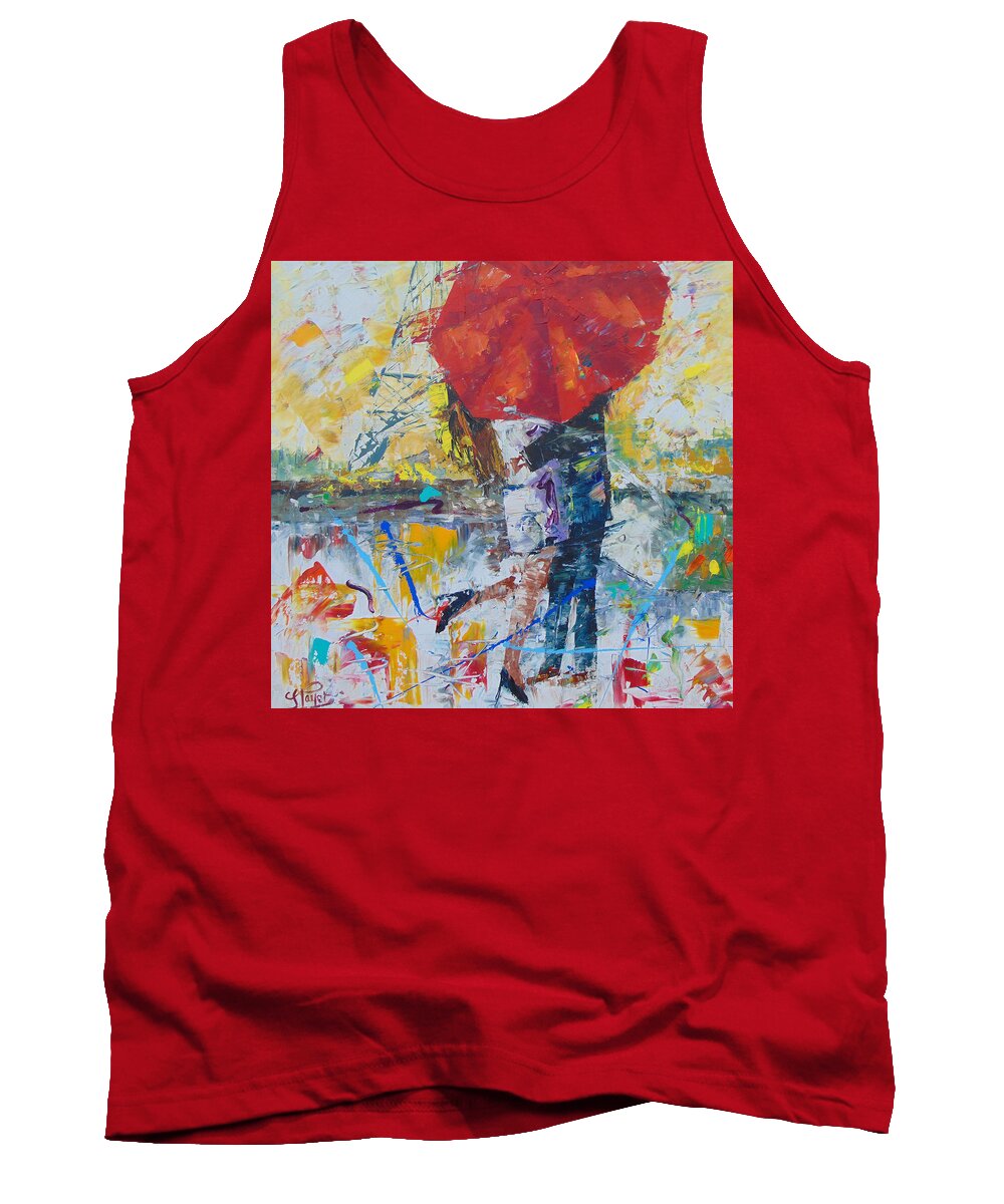 Impressionist Tank Top featuring the painting L'amour a Paris by Frederic Payet