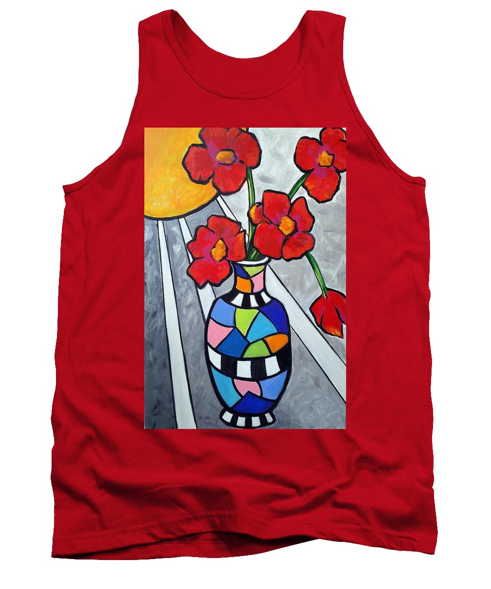Flowers Tank Top featuring the painting Let the Sun Shine On by Rosie Sherman