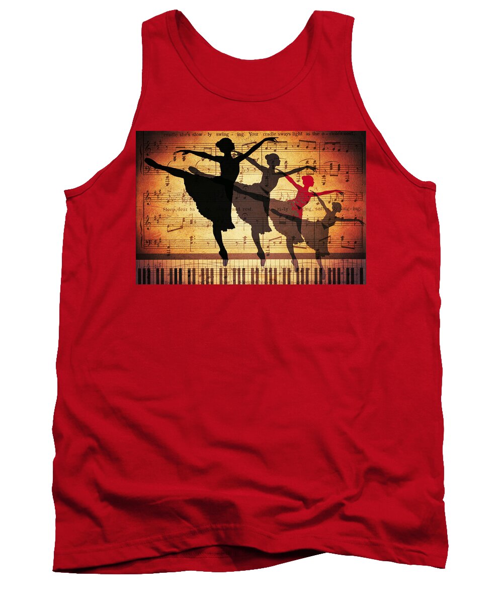 Ballerina Tank Top featuring the digital art Life is music by Rumiana Nikolova