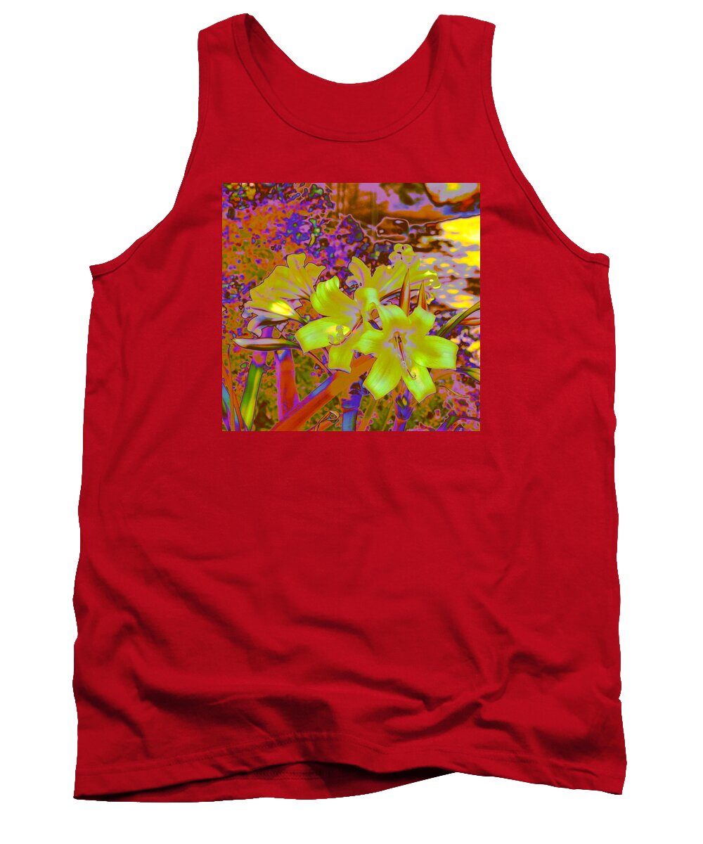 Summer Tank Top featuring the photograph Lily Glow Yellow by M Diane Bonaparte
