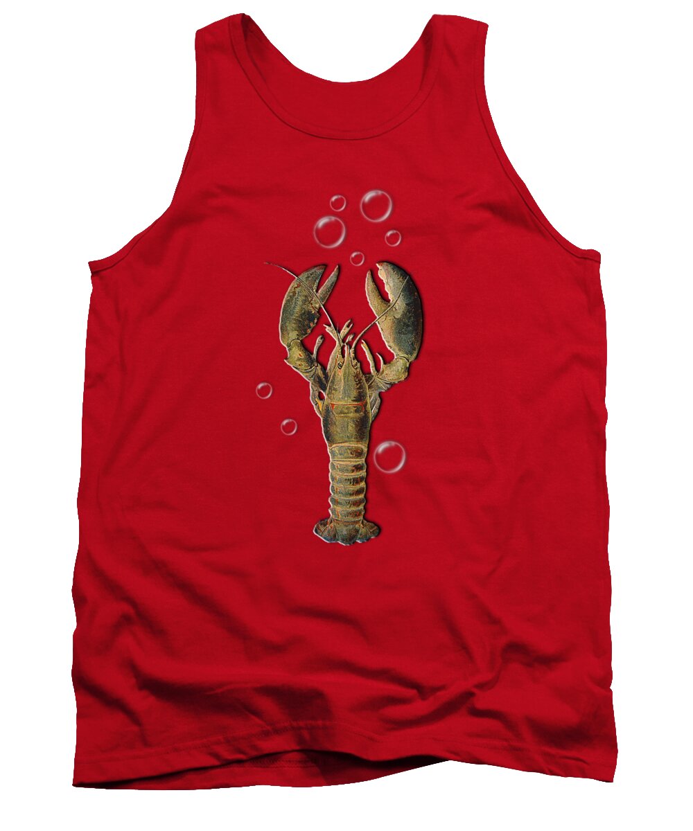Lobster With Bubbles Tank Top featuring the digital art Lobster With Bubbles T Shirt Design by Bellesouth Studio