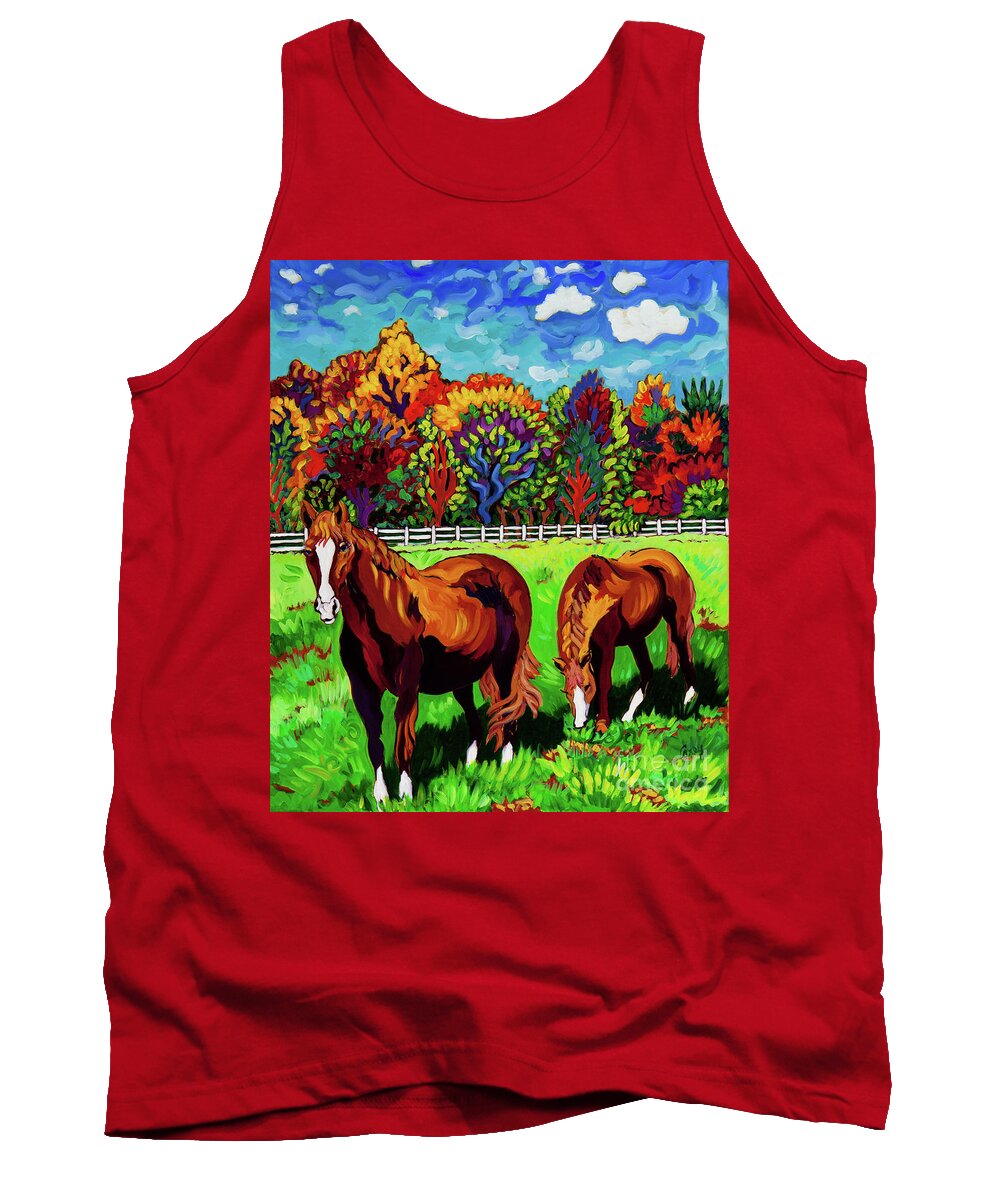 Horses Tank Top featuring the painting Lola and Xena by Cathy Carey