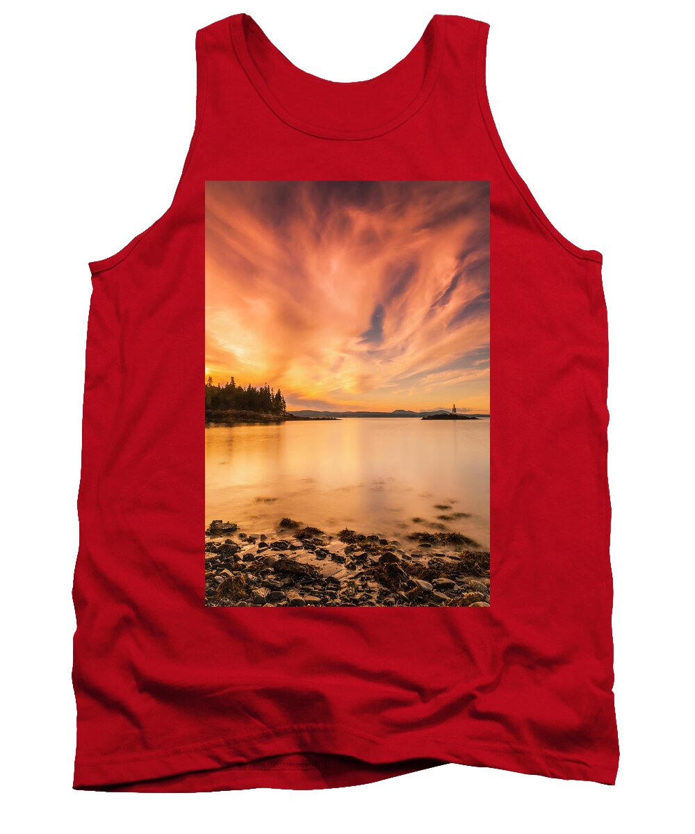 Maine Tank Top featuring the photograph Maine Penobscot Bay Sunset by Ranjay Mitra