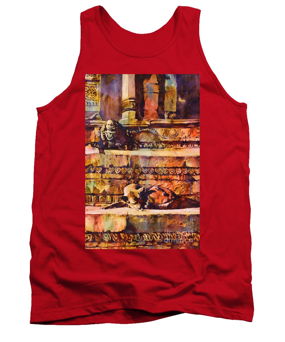 Art Prints Tank Top featuring the painting Memories of Happier Times- Nepal by Ryan Fox