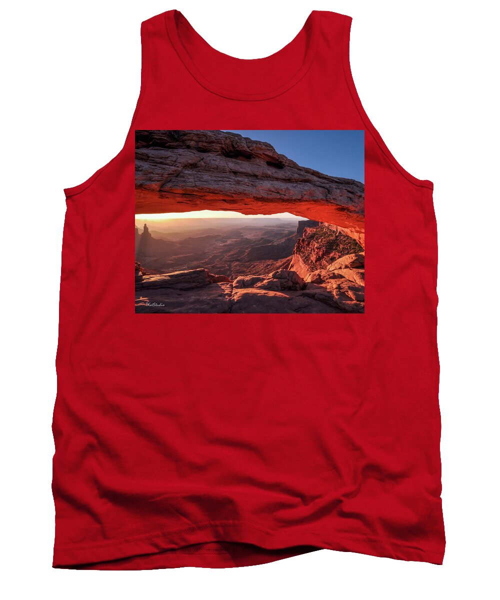 Mesa Arch Tank Top featuring the photograph Mesa Arch at Sunrise 2, Canyonlands National Park, Utah by Tim Kathka